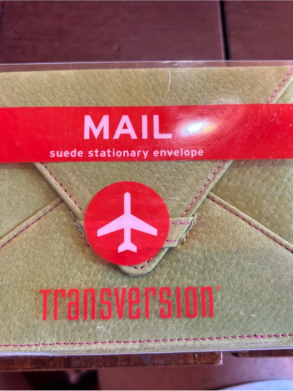 NWT Transversion Suede Stationery Envelope Pouch Mail Airplane Travel Case Green